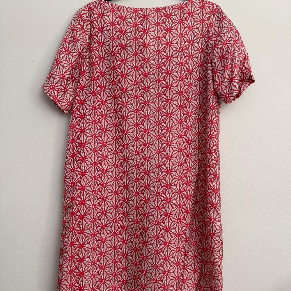 Roberta Freymann Chic Red Patterned Silk Midi Dress